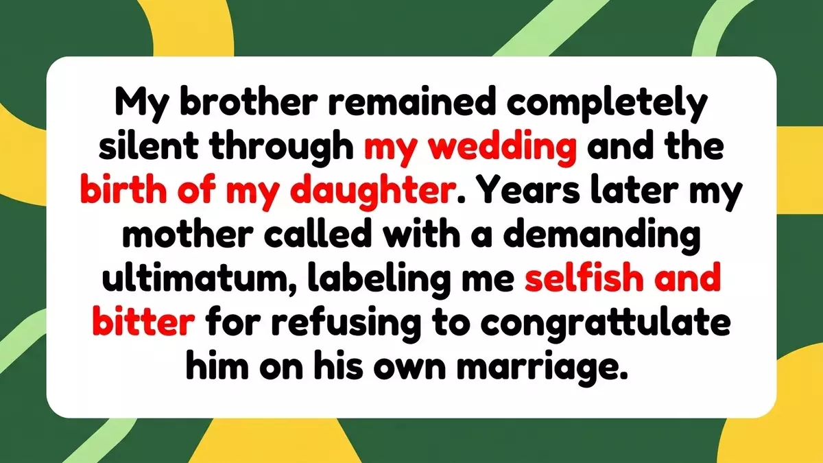 Matching Energy: Woman Refuses to Congratulate Brother’s Marriage, Igniting Family Feud